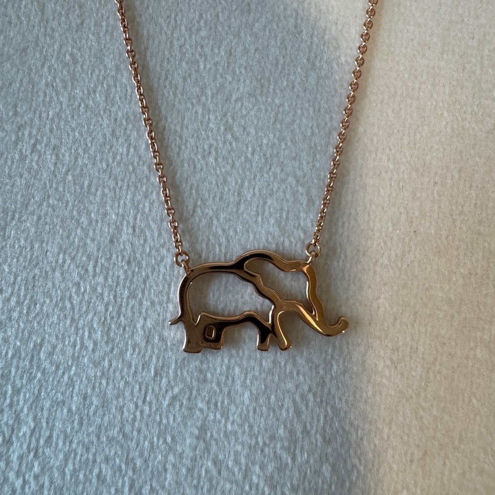 Noemi 18k Rose Gold Elephant and Diamond Pendant Necklace - Picture 5 of 7